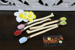 NEW Hand Crafted Balinese Ceramic / Wood Long Spoon - 5 COLOURS - Bali Homewares