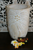 NEW Hand Carved Wooden Palm Tree Pot - BOHO Style  -  3 Colours Available 30cm