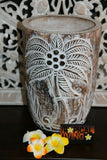 NEW Hand Carved Wooden Palm Tree Pot - BOHO Style  -  3 Colours Available 30cm