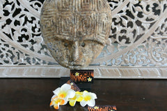 NEW Indonesian Hand Carved Primitive Wooden Mask Sculpture on Stand - TIMOR ART