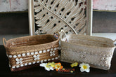 NEW Balinese Hand Crafted Woven Open Basket w/Rattan Trim - 2 Colours Avail