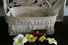 NEW Balinese Hand Crafted Woven Open Basket w/Rattan Trim - 2 Colours Avail