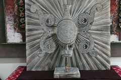 NEW Indonesian Hand Carved Primitive Wooden Mask Sculpture on Stand - TIMOR ART