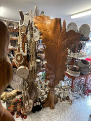 Hand Carved & Crafted TEAK Wood Leaf Sculpture 1.5 or 2m Tall - Unique Bali Art