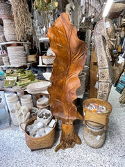 Hand Carved & Crafted TEAK Wood Leaf Sculpture 1.5 or 2m Tall - Unique Bali Art