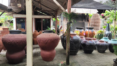 Balinese Hand Crafted Traditional Concrete/Terra Style Pot - Bali Feature Pot