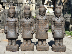 Hand Carved Polished Greenstone Chinese Warriror Statues 60cm - Bali Statue