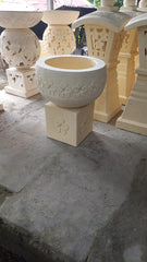 Balinese Frangipani Hand Crafted Water Bowl / Bird Bath or Pot / Bowl on Stand