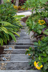 NEW Balinese LAVA Stone Stepping Stone Flower Design - Bali Garden Art LAVA