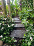 NEW Balinese LAVA Stone Stepping Stone Flower Design - Bali Garden Art LAVA