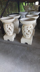 Balinese Frangipani Hand Crafted Bird Bath - Bali Garden Art - Bali Bird Bath