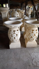 Balinese Frangipani Hand Crafted Bird Bath - Bali Garden Art - Bali Bird Bath