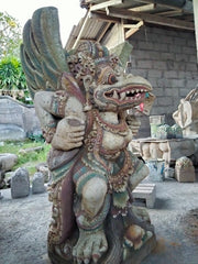 NEW Balinese Hand Carved & Coloured Paras Garuda Statue - Bali Garden Art
