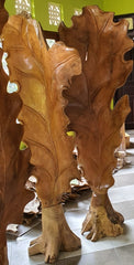 Hand Carved & Crafted TEAK Wood Leaf Sculpture 1.5 or 2m Tall - Unique Bali Art