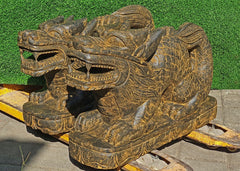 Hand Carved Polished Greenstone Set 2 100cm Dragon Statues - Bali Dragon Statue