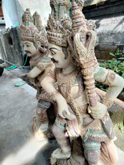 Set 2 Balinese Hand Crafted Paras Statues - Brahma & Wisnu - GREAT Entry Pieces