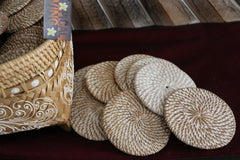 NEW Bali Woven Rattan Coasters - Balinese Coasters 1 Pce
