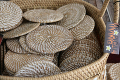 NEW Bali Woven Rattan Coasters - Balinese Coasters 1 Pce