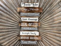 NEW Balinese Hand Crafted FAMILY RULES Sign - Bali Family Sign