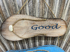 NEW Balinese Timber GOOD VIBES ONLY Sign - Bali Hand Crafted Thongs Sign