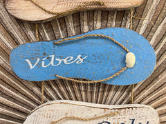 NEW Balinese Timber GOOD VIBES ONLY Sign - Bali Hand Crafted Thongs Sign