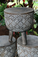 NEW Hand Carved & Crafted from Quality Hardwood Primitive Drum Stools