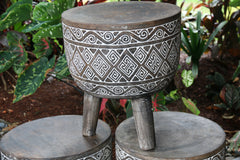 NEW Hand Carved & Crafted from Quality Hardwood Primitive Drum Stools