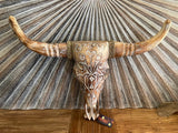 NEW Balinese Hand Carved & Crafted Buffalo Skull with Horn Wall Art