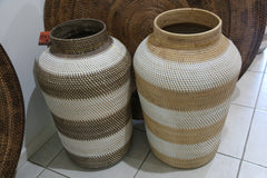NEW Balinese Hand Woven Rattan Open Basket - Decor Vase L