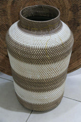 NEW Balinese Hand Woven Rattan Open Basket - Decor Vase L