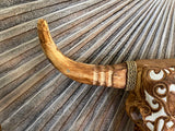 NEW Balinese Hand Carved & Crafted Buffalo Skull with Horn Wall Art