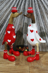 NEW Balinese Hand Carved Wooden Love Heart Duck - Bali Rice Paddy Duck