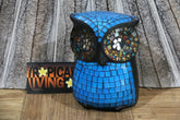 NEW Balinese Hand Crafted Mosaic Wooden Owl - Bali Mosiac Handicraft