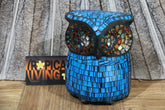 NEW Balinese Hand Crafted Mosaic Wooden Owl - Bali Mosiac Handicraft