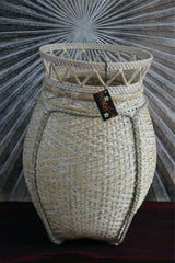 NEW BALINESE HAND WOVEN BAMBOO w/RATTAN TRIM OPEN BASKET