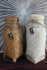 New Balinese Hand Woven Basket w/Lid / Ginger Jar Style Basket