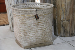 New Balinese Hand Woven with Rattan Trim Large Open Basket - Bali Basket