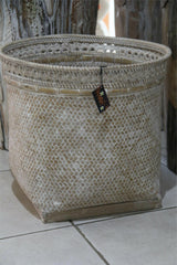 New Balinese Hand Woven with Rattan Trim Large Open Basket - Bali Basket