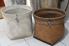 New Balinese Hand Woven with Rattan Trim Large Open Basket - Bali Basket