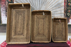 NEW Balinese Woven Rattan Open Basket / Tray - Choose from 3 Sizes...