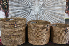 New Balinese Hand Woven Rattan Open Basket w/handles / Bali Basket - 3 sizes