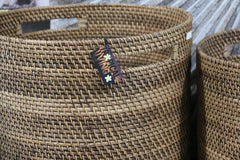 New Balinese Hand Woven Rattan Open Basket w/handles / Bali Basket - 3 sizes