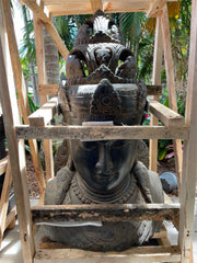 NEW RARE Hand Carved Quality Polished Greenstone Balinese Dewi Head Statue 1m