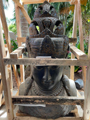 NEW RARE Hand Carved Quality Polished Greenstone Balinese Dewi Head Statue 1m