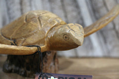 NEW Balinese Hand Carved & Crafted Suar Wood Turtle Sculpture - Bali Turtle Art