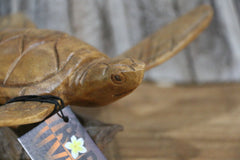 NEW Balinese Hand Carved & Crafted Suar Wood Turtle Sculpture - Bali Turtle Art