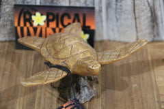 NEW Balinese Hand Carved & Crafted Suar Wood Turtle Sculpture - Bali Turtle Art