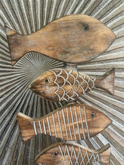 NEW Balinese Timber Hand Crafted FISH TOTEM POLE - Bali Fish Totem