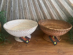 NEW Balinese Hand Woven Rattan Basket / Offerings Plate Style -Bali Open Basket