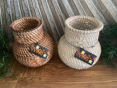 NEW Balinese Hand Woven Rattan Belly Shape Vase Style Basket - Bali Open Basket